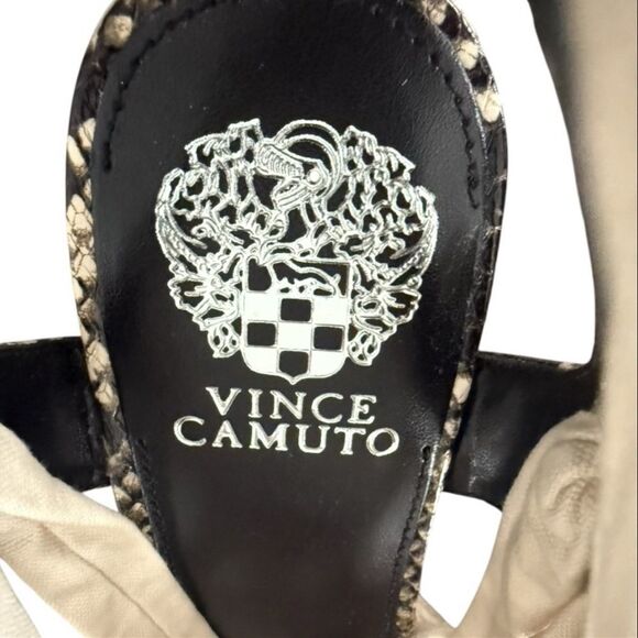 Vince Camuto Roreka Espadrille Block Heel Sandal Warm Vanilla Black Python - Picture 7 of 14